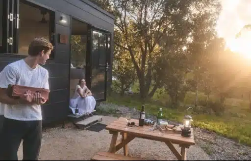 a couple having a secluded romantic getaway in handorf, adelaide hills
