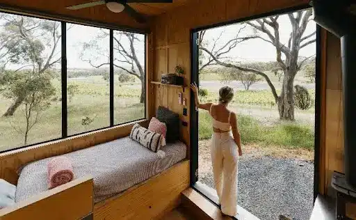 A tourist relaxing and enjoying her weekend getaway in clare valley